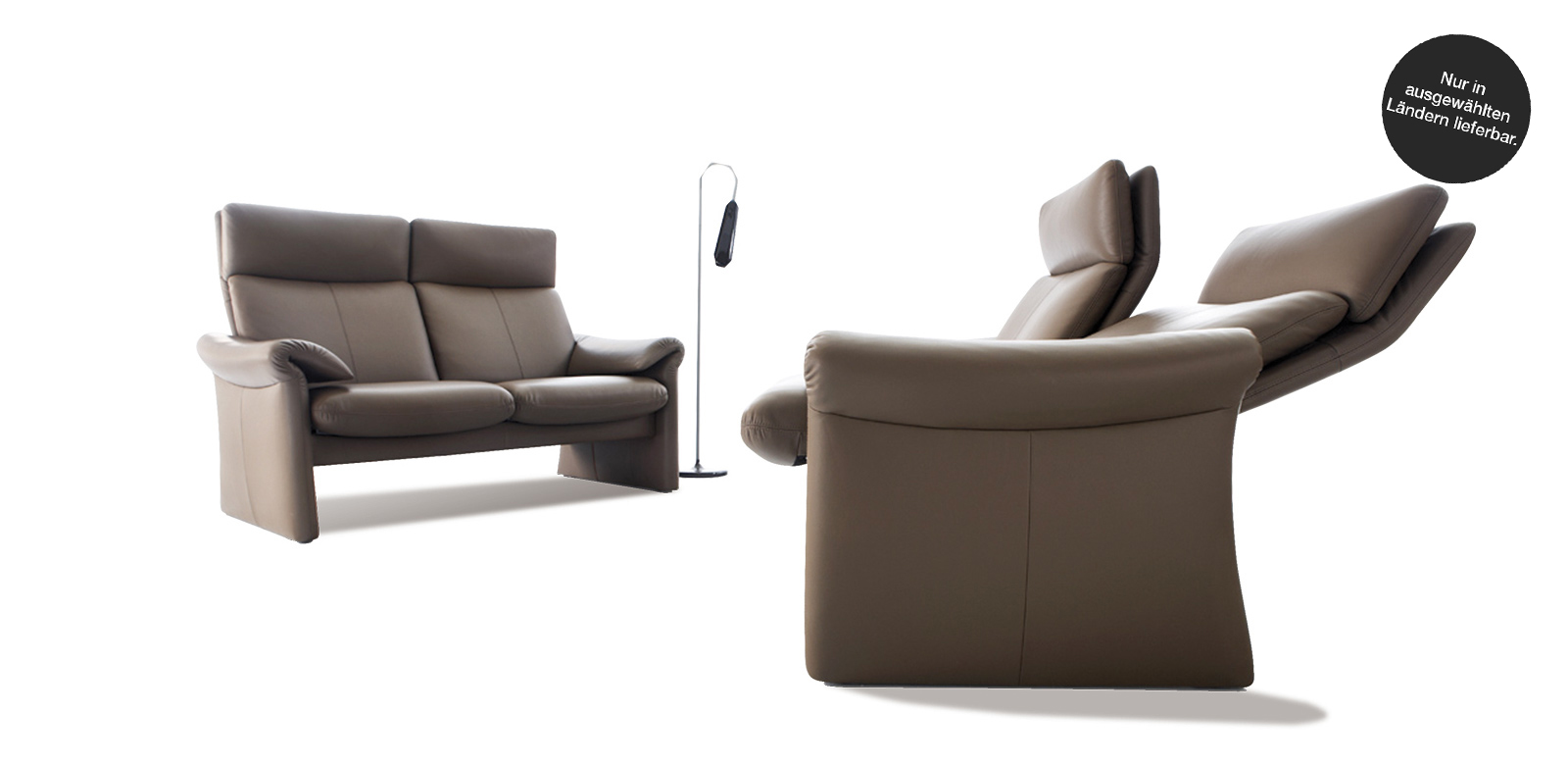 Two Milano sofas with different backrest positions.
