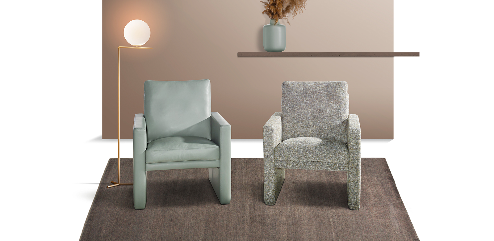 This chic piece of seating furniture convinces with its visual clarity and its timeless, simple design, which adds that certain something to any interior and can be placed anywhere thanks to its small cubic shape. The narrow cheeks provide you with the desired comfort.